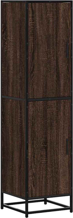 vidaXL - Hoge - kast - 35,5x35x139 - cm - bewerkt - hout - en - metaal - bruin - eiken