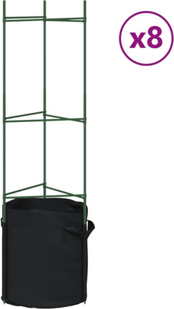 vidaXL - Tomatenkooien - met - plantenzak - 8 - st - 116 - cm - staal - en - polypropeen