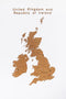 MiMi Innovations® Luxe Houten Landkaart - Muurdecoratie - United Kingdom and Republic of Ireland - 106x61 cm/41.7x24 inch - Bruin
