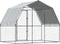 vidaXL - Hondenkennel - met - dak - en - deur - gegalvaniseerd - staal - zilverkleurig