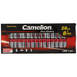 28+8 free, economy pack Camelion Plus Alkaline Mignon batteries, AA, LR6, 1.5V