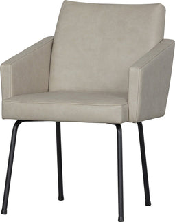 BePureHome Mount Eetkamerstoel met armleuning - Leerlook - Naturel - 82x61x65