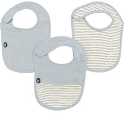 DOMIVA - Set van 3 slabbetjes - Katoenen gaas en badstof - Vintage blauw (set van 3)