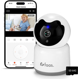 Saaf Beveiligingscamera Binnen - Full HD - Nachtzicht - Wifi - 64GB SD-kaart - Wit