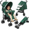 Lionelo Elia - Buggy - Lichte 7kg Duurzame Kinderwagen 5-Punts Gordel Verstelbare Rugleuning Muskietennet Groen