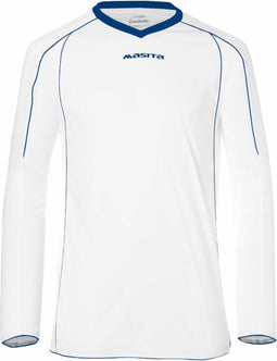 Masita Striker - Sportshirt Heren Lange Mouw - Sneldrogend - WHITE/ROYAL BLU - XL