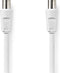 Nedis Coaxkabel - IEC (Coax) Male - IEC (Coax) Male - Vernikkeld - 90 dB - 75 Ohm - Dubbel Afgeschermd - 3.00 m - Rond - PVC - Wit - Label