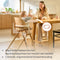 LIONELO Celia 3-in-1 Houten Kinderstoel (6 maanden-90 kg) Meegroeistoel, Verstelbare Hoogte & Voetsteun, 5-punts Gordel, Afneembaar Dienblad, Eenvoudig Schoon te Maken, Wit
