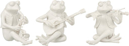J-Line figuur Kikker Muziek Zittend - polyresin - wit - small - 3 stuks