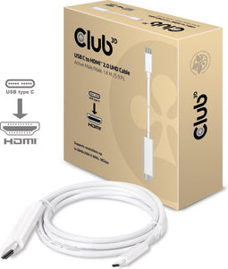 Club3D CAC-1514 - USB-C naar HDMI 2.0 UHD-kabel - 4K bij 60 Hz - Wit
