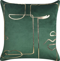 PHILODENDRON - Sierkussen set van 2 - Smaragdgroen - 45 x 45 cm - Fluweel