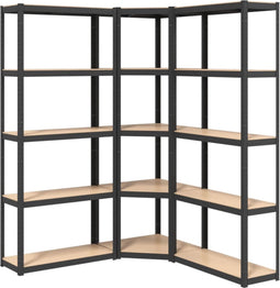 vidaXL-Opbergrek-5-laags-3-st-staal-&-bewerkt-hout-antracietkleurig