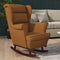 vidaXL - Schommelstoel - met - massief - rubberwood - poten - fluweel - bruin