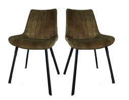 Meubel31 Riva Eetkamerstoelen - Duopack - Luxe Velvet & Metaal Frame - Groen