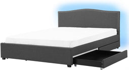 MONTPELLIER - Bed opbergruimte LED - Donkergrijs - 180x200 cm - Stof