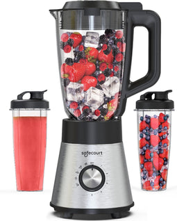 Safecourt Kitchen Blender - 1300W Smoothie maker - 1,5L glas & 2x 600ml To-Go beker (2 stuks)