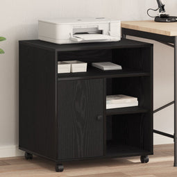 vidaXL - Printerstandaard - met - Wielen - Zwart - Eiken - 60x50x67 - cm