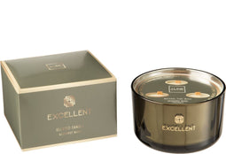 J-Line geurkaars Excellent - Bergamot Wood - glas - groen - large - 40U