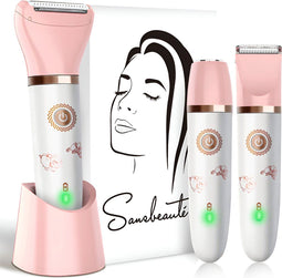 Sansbeauté® 3-in-1 Ladyshave - Scheerapparaat Vrouw - Waterproof - USB Oplaadbaar - Pink White Edition