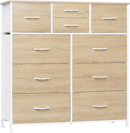 Woltu Ladekast - 10 Lades - 100x30x100 cm - Licht Eiken Wit