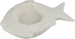 J-Line kaarshouder Vis - porselein - wit - 4 stuks