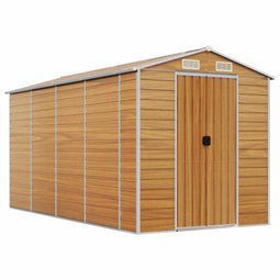 vidaXL - Tuinschuur - 191x385x198 - cm - gegalvaniseerd - staal - lichtbruin
