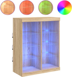 vidaXL - Dressoir - met - LED-verlichting - 81x37x100 - cm - sonoma - eikenkleurig
