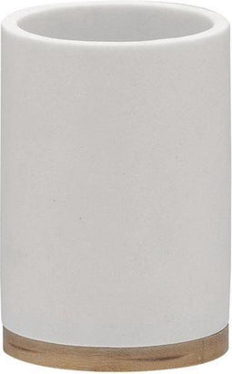 Sealskin Grace - Tandenborstelbeker vrijstaand - Bamboe accenten - Wit