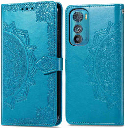 iMoshion Hoesje Geschikt voor Motorola Edge 30 Hoesje Met Pasjeshouder - iMoshion Mandala Bookcase - Turquoise