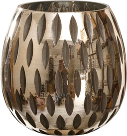 PTMD Catty windlicht - H11 x Ø11 cm - Glas - Goud Zwart