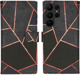 iMoshion Hoesje Geschikt voor Samsung Galaxy S23 Ultra Hoesje Met Pasjeshouder - iMoshion Design Softcase Bookcase - Zwart / Black Graphic