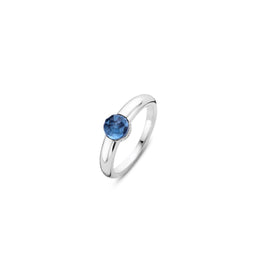 TI SENTO Ring 12111DB - Zilveren dames ring - Gerhodineerd - Blauw