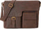 Lederen aktetas voor heren en dames, echt leer, laptoptas tot 13 inch, schoudertas met schouderriem,