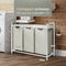 O'DADDY® Wasmand 3 Vakken - Uitschuifbare Wassorteerder met Plank - 114 Liter - 92,5 x 33 x 71 cm - Wit