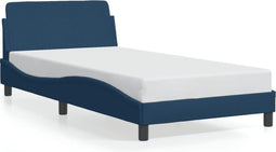 vidaXL - Bedframe - met - hoofdeinde - zonder - matras - 100x200 - cm - stof - blauw