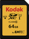 Kodak SDXC 64GB - UHS-I - Class 10 - Leessnelheid 85MB/s - Schrijfsnelheid 20MB/s - Zwart
