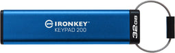 Kingston IronKey Keypad 200 - Flash geheugen - 32GB - Blauw