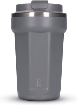 Castagnola Thermosbeker - Koffiebeker To Go - Dubbelwandig - 380 ML - RVS - Grijs - Octagon