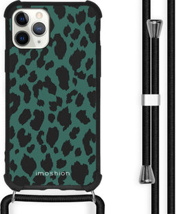 iMoshion iPhone 11 Pro - Hoesje met Koord - Verstelbaar Koord - Zwart/Meerkleurig/Groen/Panther Illustration