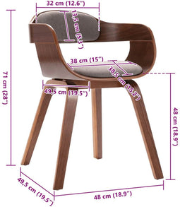vidaXL - Eetkamerstoel - gebogen - hout - en - stof - taupe