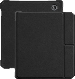 Lunso - Geschikt voor Kobo Libra 2 (7 inch) - Vegan saffiano leren sleepcover hoes - Zwart