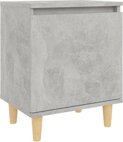 vidaXL - Nachtkastje - met - massief - houten - poten - 40x30x50 - cm - betongrijs