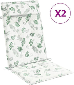 vidaXL - Stoelkussens - 2 - st - hoge - rug - bladpatroon - oxford - stof