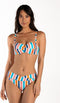 Cyell Felicidade - Bikinitop Bandeau Voorgevormd met Beugel - Maat 36D - Wit/Blauw/Oranje