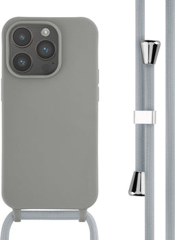 iMoshion Hoesje Geschikt voor iPhone 14 Pro Hoesje Met Koord - iMoshion Siliconen hoesje met koord - Grijs