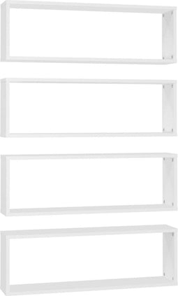 vidaXL - Wandschappen - kubus - 4 - st - 80x15x26,5 - cm - bewerkt - hout - wit