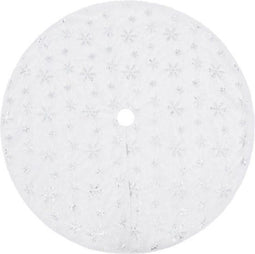 vidaXL - Luxe - Kerstboomrok - Imitatiebont - Wit - Ø 122 cm - Geborduurde sneeuwvlokken
