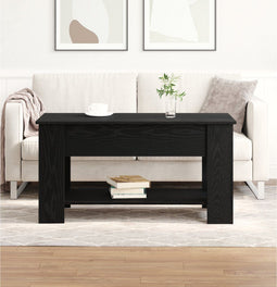 vidaXL - Zwarte - Eikenhouten - Salontafel - - - 101x49x52 - cm - Gemaakt - van - Geënginieerd - Hout