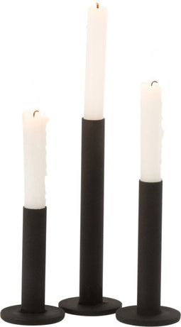 J-Line kandelaar Laag Modern - metaal - zwart - 3 stuks