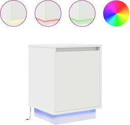 vidaXL - Nachtkastjes - met - led-verlichting - 2 - st - 38x34x50 - cm - wit